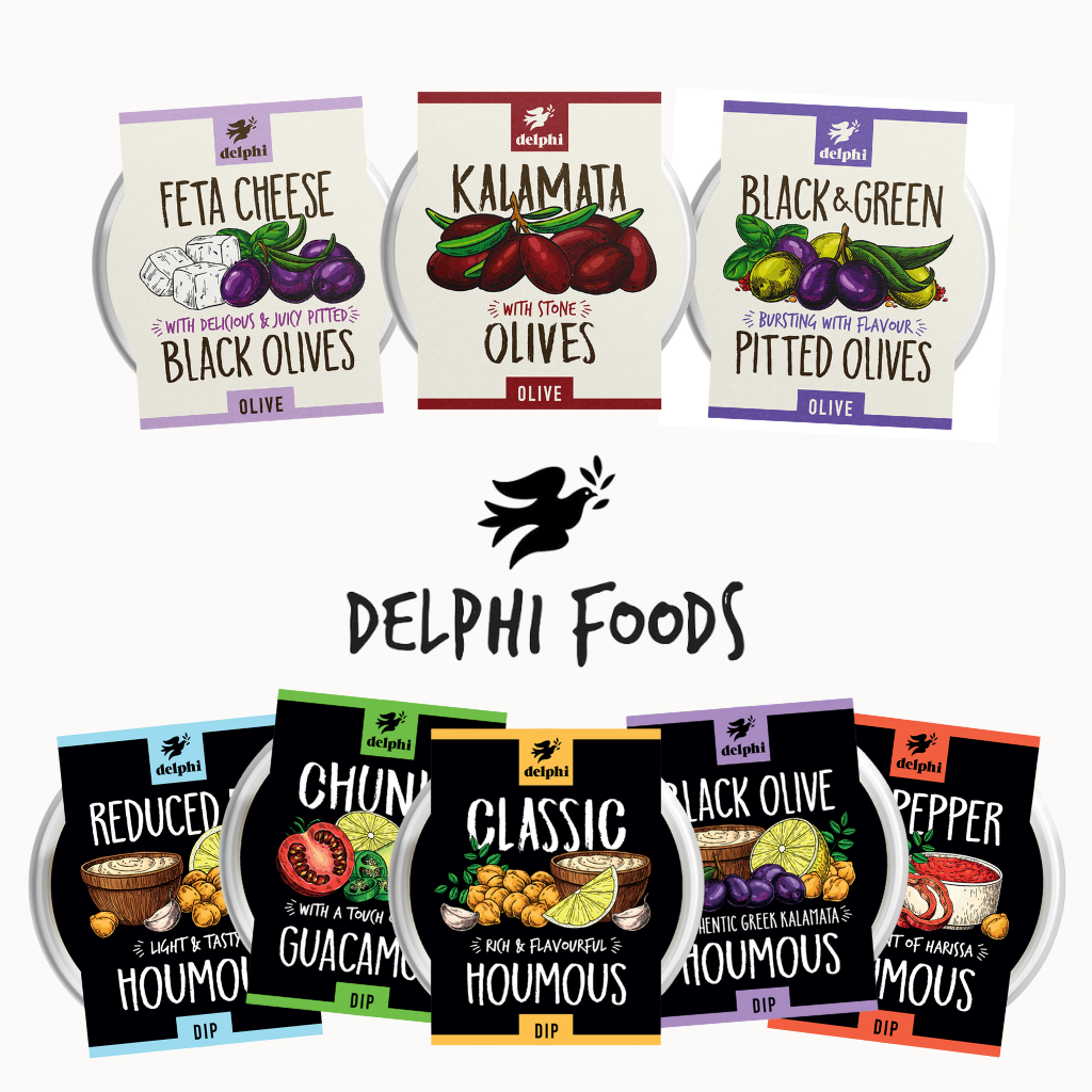 Delphi Foods Olives Hummus Dips