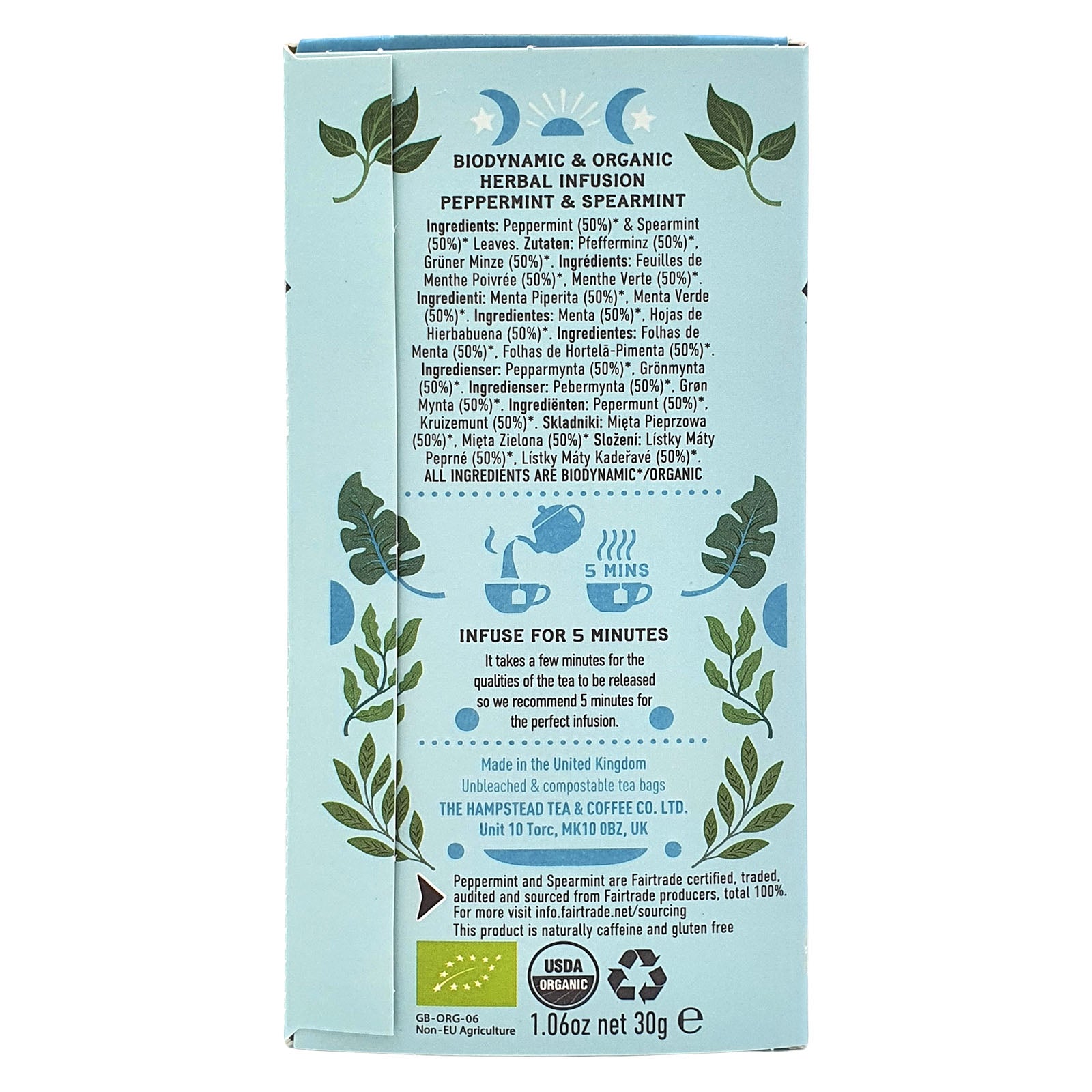 Hampstead Tea Biodynamic and Fairtrade Peppermint and Spearmint Tea ...