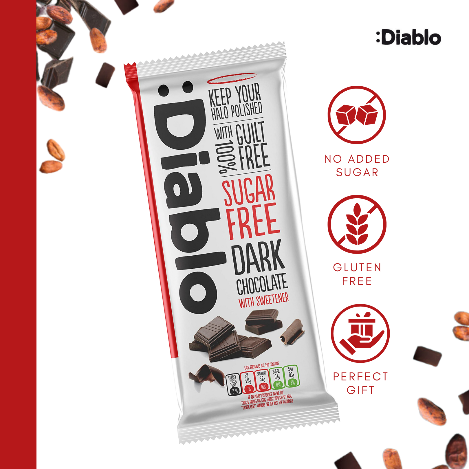 Diablo Sugar Free Dark Chocolate Bar Atasco Diablo Sugar Free Dark Chocolate Bar Atasco